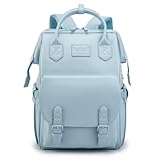 Mochila Maternidade de Couro PU, Bolsa para Fraldas Elegante (Azul)