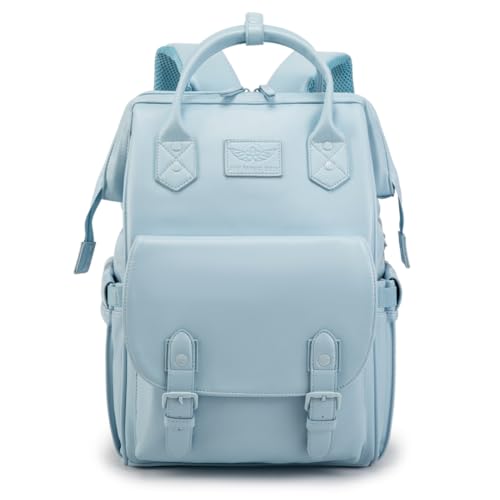 Mochila Maternidade de Couro PU, Bolsa para Fraldas Elegante (Azul)