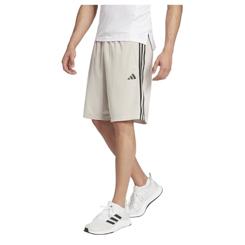 Adidas Men's Train Essentials Piqué 3-Stripes Training Shorts, Wonder Beige/Black, X-Large