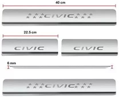 Image of Door Sill /Foot Step Stainless Steel Plates with Honda Civic 2019 (Set of 4 Pcs)