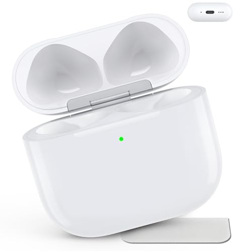 Wireless Charging Case Compatible with AirPods 4, Replacement Case for AirPods 4, Bluetooth Pairing Sync Button, Includes Gray Microfiber Cleaning Cloth, Earbuds Not Included(USB-C Port)