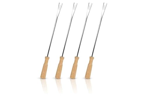 Foto von Boska Fonduegabeln Oslo/für Käse- oder Schokolatfondue/Edelstahl/Holz/Braun/Silber / 270 mm