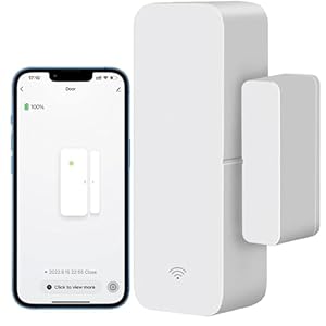 WiFi Door Sensor, Tuya Smart Door Window Sensor, Smart Window Sensor Real-time Alarm Compatible with Alexa Google Assistant,Home Security Door Open Contact Sensor for Business Burglar Alert (1 Pack)