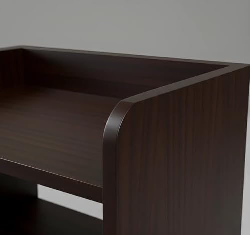 Image of Shoper cart Bedside Table with 3 Open Shelves, Brown Wood Finish, 50.8 x 41.2 x 24 cm, Nightstand Storage Organizer