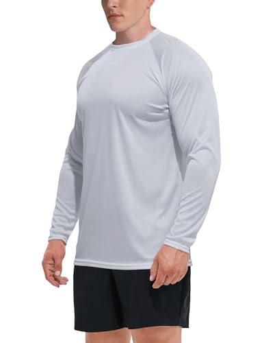 GKVK Men's Rash Guard Shirts SPF UPF 50+ UV Sun Protection Long Sleeve Swim T-Shirts Lightweight Quick Dry Athletic Shirt