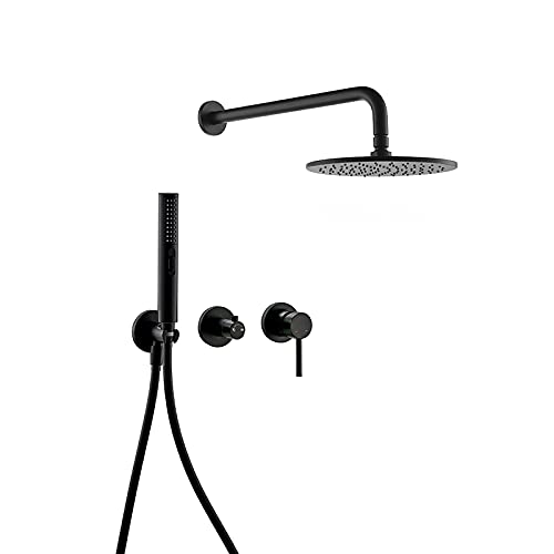 Ensemble combo de douche multifonction noir mat mural 8 pouces avec douchette LWX