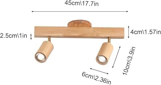 Wood Ceiling Spotlight Directional Ceiling Mount Light Fixture Accent Spot Lamp, Adjustable LED Mounted Display Downlight, 3 Color Mode Ceiling Lights for Hallway(2 Head)