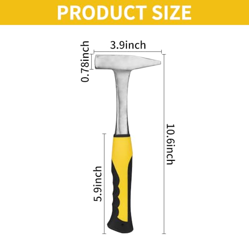 Sheet Metal Hammer â 11oz Tinsmith hammer with Integral Forging â for HVAC, Pipe Work, Sheet Metal, Square/Shaping/Tinning Hammer (300, Yellow) - Image 3