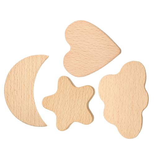 Levemolo Decorative 4pc Cartoon Wood Knobs Solid Wood Dresser Pulls Easy to Install for Home