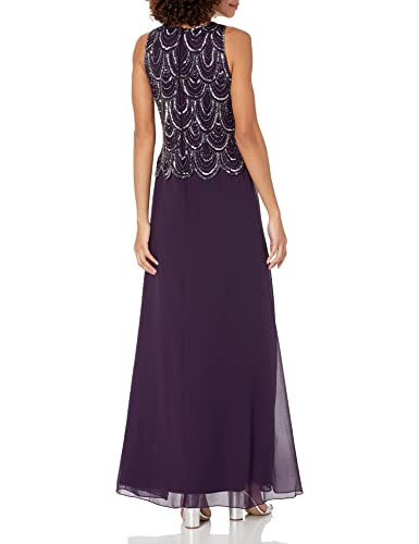 Image of J Kara Womens Plus Size Sleeveless Beaded Pop Over Long Dress with Scarf