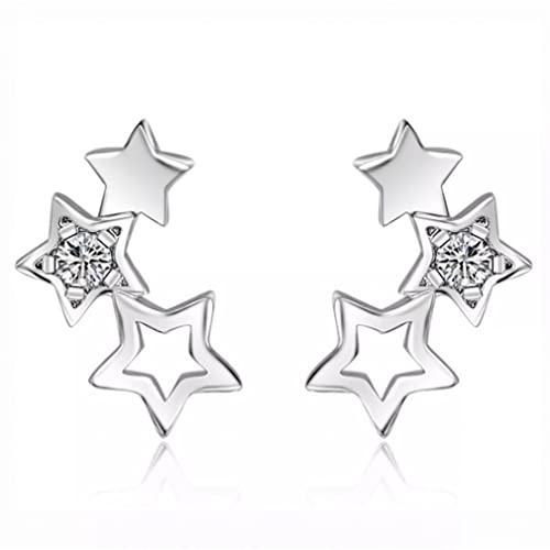Boucles d'oreilles étoiles anti-allergie en argent et cristal pour oreilles sensibles