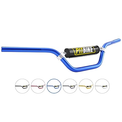 Image of Handlebars 7 /8 Inch for Motorcycle,RUTU Upgraded Universal Dirt Bike Handle Bar with Crossbar Pad Mid-Rise Mini Bike Pit Bike Handlebar for Motocross ATV Quad - Blue