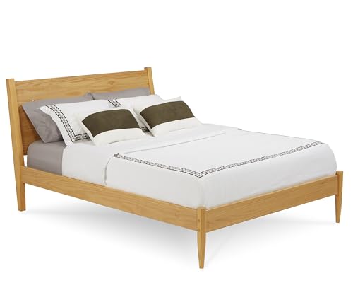 Camaflexi Mid Century Solid Wood Platform Bed Queen Size ‐ Scandinavian Oak Finish