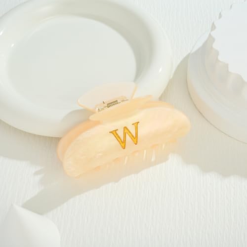 Image of LILIE&WHITE Acrylic Letter Hair Clips For Women Stylish W Initial Hair Claw Alphabet Hair Clip Fashion Glitter Monogram Claw Clip Elegant And Durable Hair Accessory Large Hair Clips W