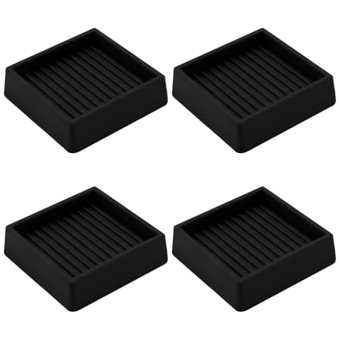 VOCOMO 2X2 Rubber Caster Cups, Non Slip Furniture Pads, Anti-Slip Gripper, Anti Skid Furniture Feet, Anti Slide Floor Protector for Bed Couch Table Chair Stoppers - 4 Pack, Black Cover