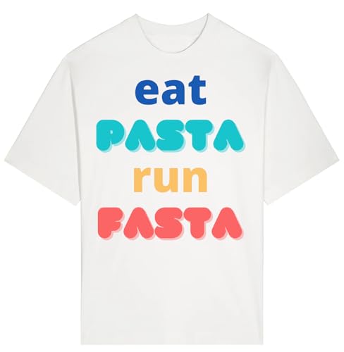 Image of Eat Pasta Run Fasta Funny Runner Quote Unisex Heavyweight Cotton T-Shirt White XXX-Large