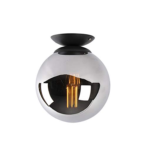 QAZQA - Art Deco Art deco hanglamp zwart met smoke glas 3-lichts - Pallon | Woonkamer | Slaapkamer | Keuken - Glas Bol |Langwerpig - E27 Geschikt voor LED - Max. 3 x 25 Watt