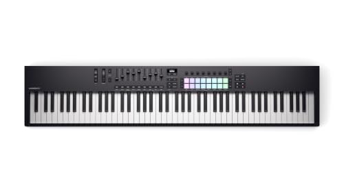 Image of Novation Launchkey 88 MK4 USB MIDI Keyboard Controller | USB, 88 Semi-Weighted Keys, 16 Pads with Polyphonic Aftertouch, 9 Faders, Pitch /Mod Wheels, OLED Display, Scale Mode