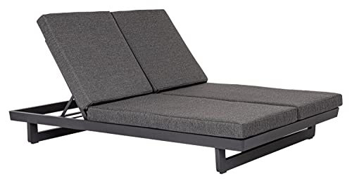 Home4You Doppel-Gartenliege - Anthrazit - Aluminiumgestell - mit...
