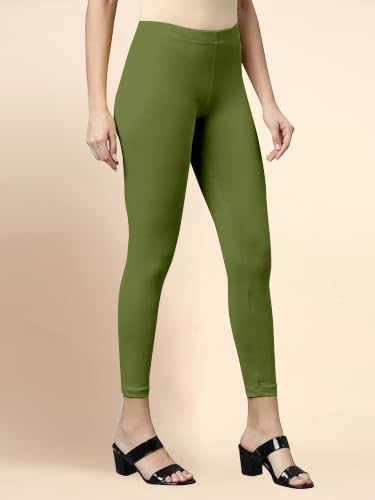 Image of TRENDMALLS Women's Microfiber Elastane Stretch Soft Cropped Leggings with Ultrasoft Waistband for Women