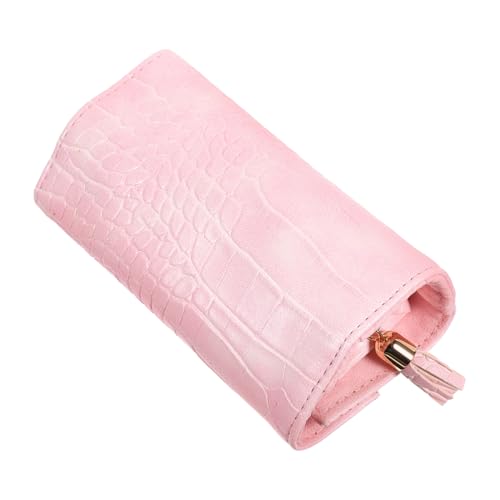 SOLUSTRE Travel Jewelry Organizer Small Jewelry Roll Organizer Bag for Necklace Earrings Accessories Pink