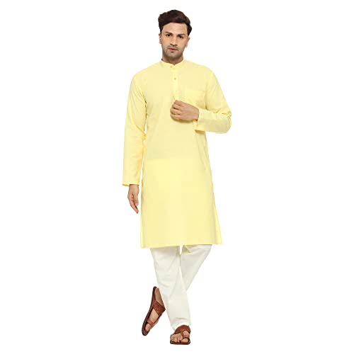 Image of ITOS365 Men Cotton Blend Kurta Pyjama Set Party Fashion Regular Ethinic Wear Indian Dress Gift for Men
