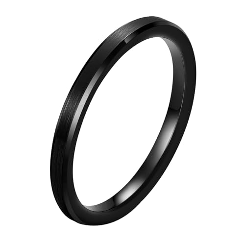 Alliance mariage tungstène brossé noir taille 51.5 pour le quotidien actif