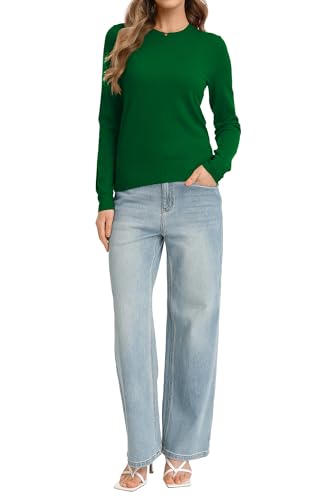 Image of QUALFORT Women's Sweaters Long Sleeve Soft Lightweight Basic Knitted Pullover Sweater