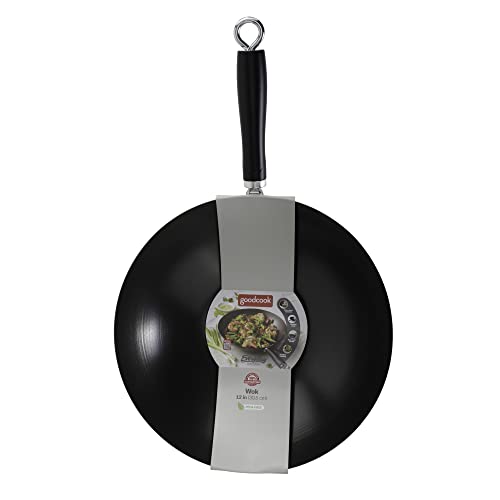 Wok noir de 30,5 cm Good Cook ustensile élégant haute résistance thermique - 3