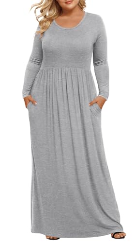 Image of LONGYUAN Women's Plus Size Maxi Dresses for Curvy Women Casual Long Dress XL-6XL