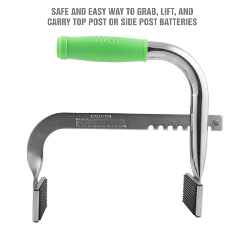 OEMTOOLS 25316 Battery Carrier, Grab, Lift, and Carry Top Post or Side Post Batteries, Rubber Pads Securely Grip Batteries, Heavy Duty Batteries Carrier