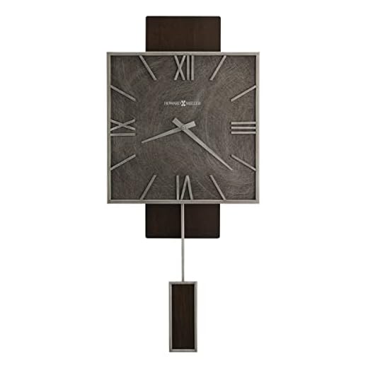 Howard Miller Maclane Wall Clock 625-758 - Satin Espresso Finish, Aged Silver Metal Frame, Square Dial