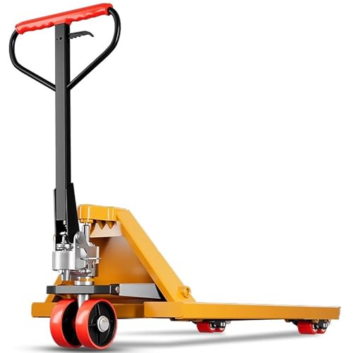 Carretilla elevadora manual de alta resistencia con ruedas de poliuretano, cilindro hidráulico sin costuras, mango ajustable y 4 vigas reforzadas, capacidad de 2000 kg, 68,5 x 120 cm, perfecta para