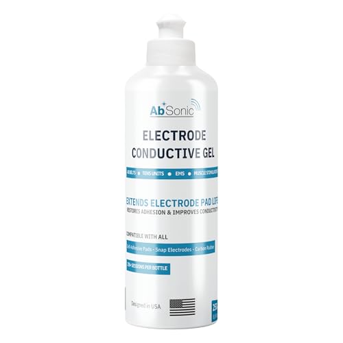 Absonic Electrode Gel for TENS Unit Pads - Conductive Gel for EMS, Muscle Stimulators &amp; Ab Belts | Extends Pad Life, Restores Adhesion | Hypoallergenic, Water-Based | 8.5 oz | Made in USA