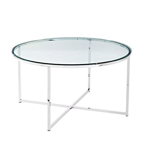 Coffee Table with X - Base - Saracina Home - Glass/Chrome Coffee Table with X - Base - Saracina Home - Glass/Chrome