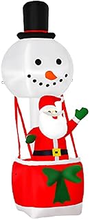 HOMCOM 8ft Christmas Inflatable Decoration with Santa Claus on Snowman Hot Air Balloon, Blow Up Xmas Decor for Outdoor Indoor with LED Lights