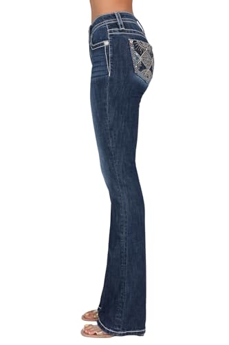 Miss Me Women's Mid Rise Floral Scene Bootcut Jeans3