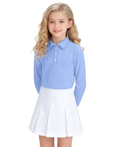 Image of Girls Uniform Shirts Long Sleeve Polo Shirt for Girls