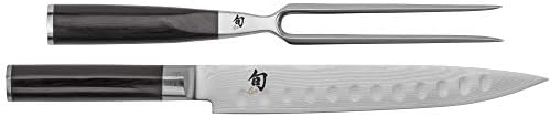 Shun Cutlery Classic 2-Piece Carving Set, Includes 9” Classic Hollow-Ground Slicing Knife and Carving Fork, Authentic, Handcrafted Japanese Carving Knife and Fork Shun Cutlery Classic 2-Piece Carving Set, Includes 9” Classic Hollow-Ground Slicing Knife and Carving Fork, Authentic, Handcrafted Japanese Carving Knife and Fork