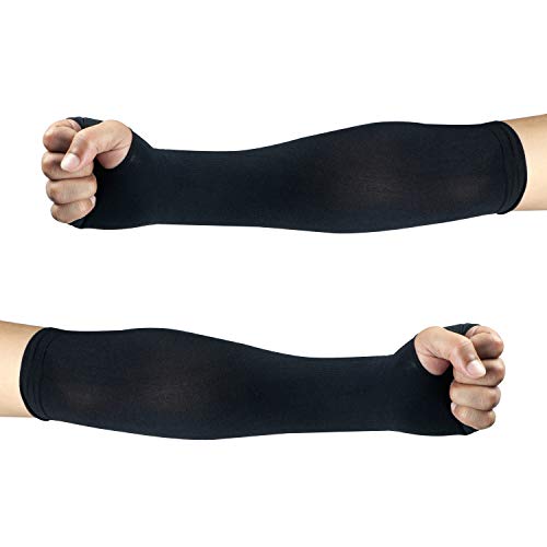 Allextreme AEMAS01 Unisex Arm and Elbow Sleeves Hand Compression & Cooling Cover for UV Protection, Outdoor Activity, Sports And Fitness (2 PCS, Black)
