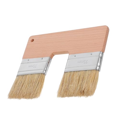 jojofuny Schrägpinsel aus Naturborsten vom Schwein für Professionelle Malerei Flachpinsel mit Doppelkopf-Design für Farbhaftung und Textur Malwerkzeug für Großflächige Arbeiten