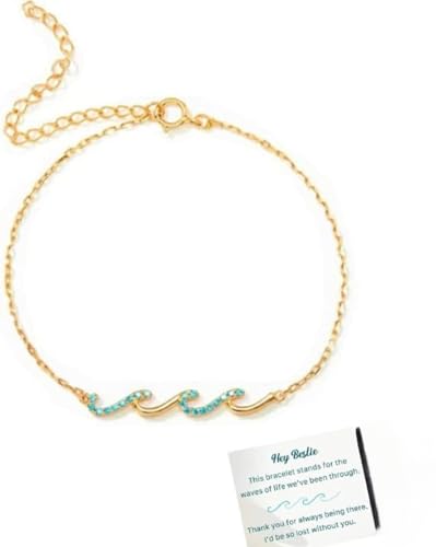 SIXAOAZZ Womens Friend Gifts Adjustable Ocean Beach Bracelet Ocean Wave Bohemian Bracelet Friendship Gifts for Best Friends (Gold)