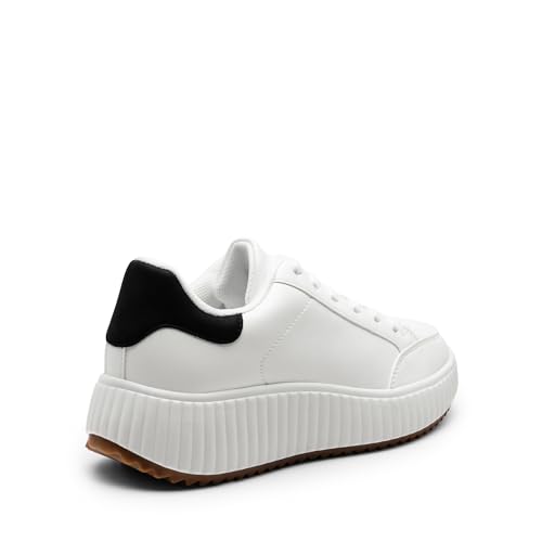 Image of DREAM PAIRS Women Platform Chunky Lightweight Comfortable Casual Faux Leather Lace Up Dee Walking Fashion Sneakers