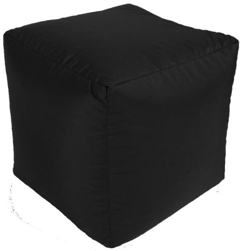 Beautiful Beanbags - Beanbag Cube Footstool - Water-Resistant Pouffe for Indoor or Outdoor Use - Manufactured in UK (Black)