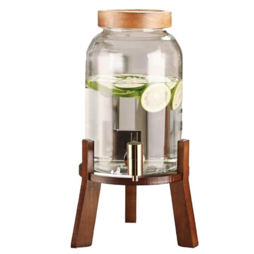 AKILER?料? ?水?? 玻璃制品 大容量 冷水? ?藏容器 ?料水桶梅酒 果汁 ?酒密封罐 餐? 派? ?合酒店 ?料收? 家用/商?用 木制盖水?? + ?木底座 ?水??冷水?、耐?玻璃、家用?水器、冷水瓶、水果茶、冷?料、果汁桶 (4L)
