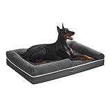 Feandrea Orthopädisches Hundebett, Hundekissen, Hundekorb, weiche Polsterung, Hundesofa, erhöhte Ränder, Bezug abnehmbar und waschbar, 120 x 85 x 18 cm, rutschfeste Unterseite, dunkelgrau PGW078G01V1