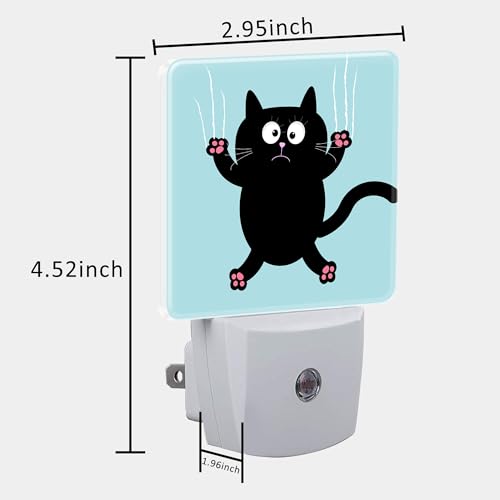 Image of Cartoon Black Cat Claw Scratch Glass Night Light for Kids, LED Night Light Plug into Wall with Dusk to Dawn Sensor for Girls Boys Women Room Decor,Hallway,Kitchen,Bathroom,Nursery,Stairs