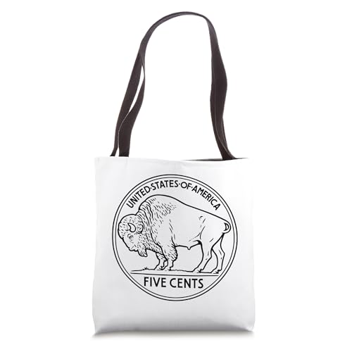 Buffalo Nickel Coin Collector Five Cent Numismatics 1913 USA Tote