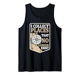 Colecciono Lugares Que ya no existen Mapa de brújula Vintage Camiseta sin Mangas