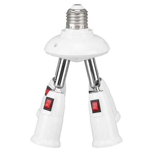 Haofy Répartiteur de Lumière 4 en 1, Adaptateur E26 E27 avec Interrupteur Manuel, Rotation à 360 Degrés, Courbure à 180 Degrés pour Bureau, Chambre à Coucher, Galerie d'art